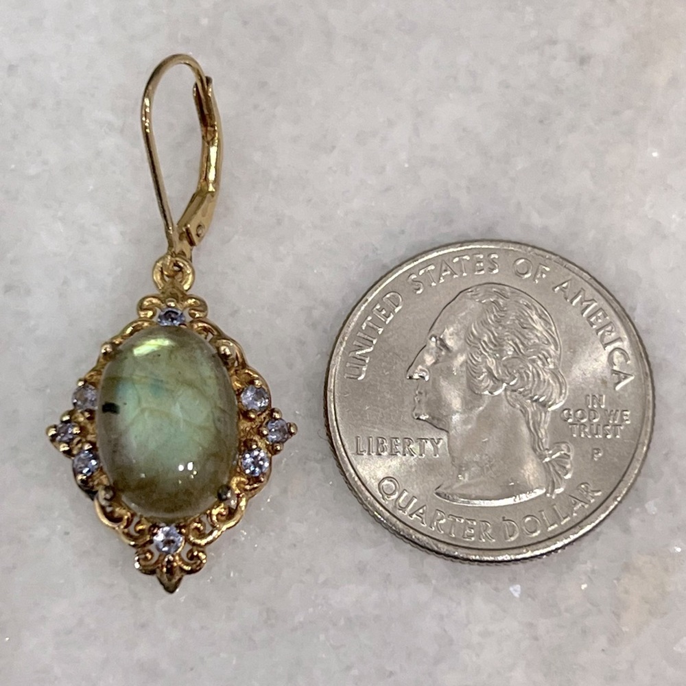 Malagasy Labradorite Catalina Iolite YG Sterling Silver Lever Back Earri… - Picture 15 of 15